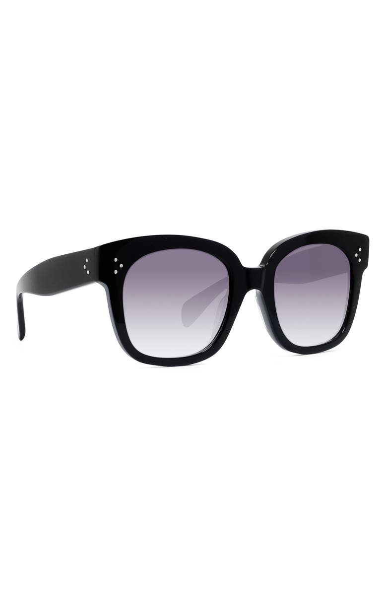 CELINE 54mm Square Sunglasses, Alternate, color, Black/ Smoke