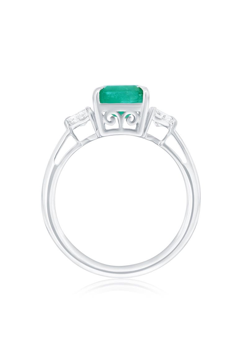 14K White Gold 2.80ct Emerald & 0.51cttw Diamond Ring, Alternate, color, Green