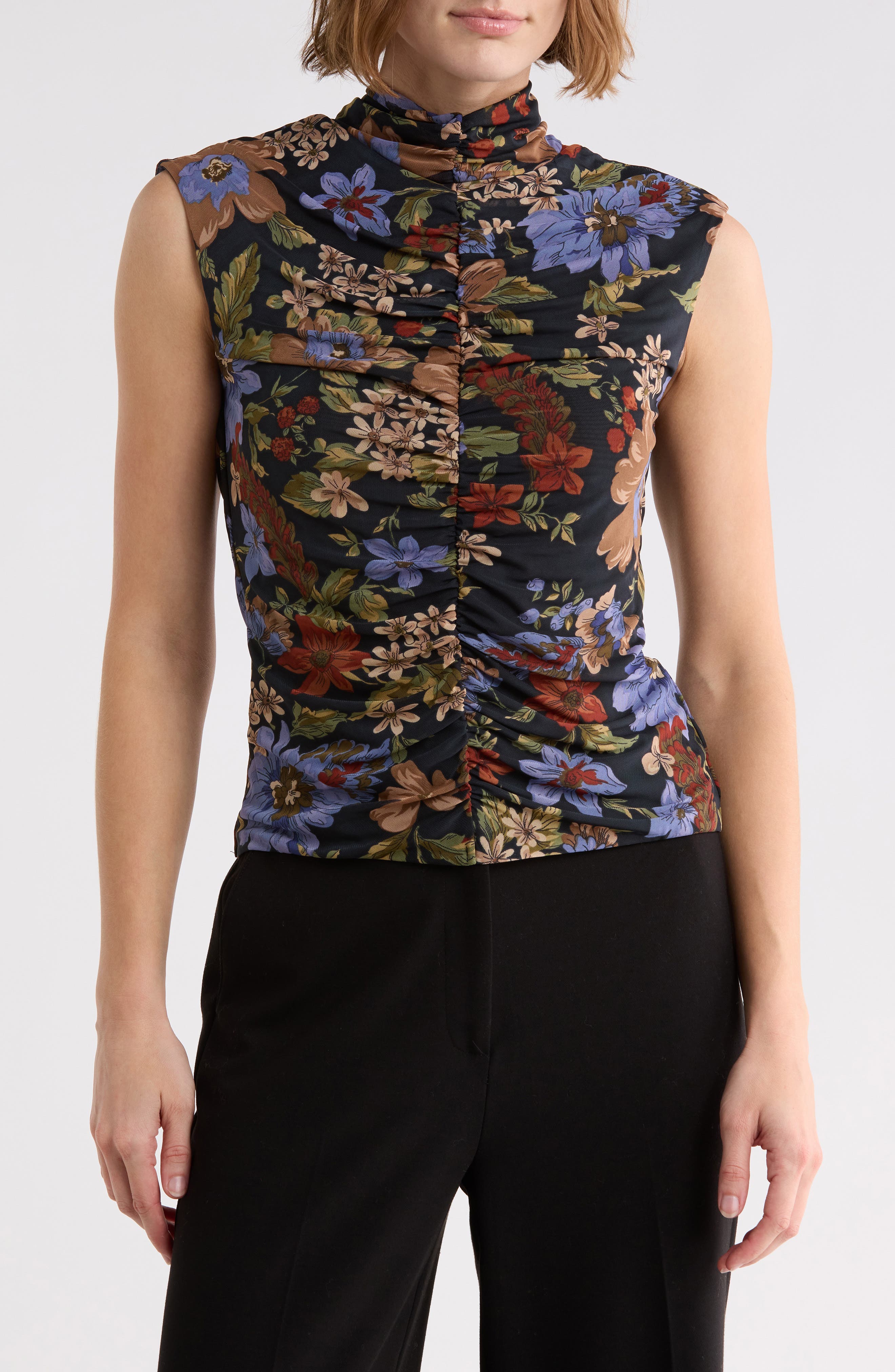 Mock Neck Extended Shoulder Top