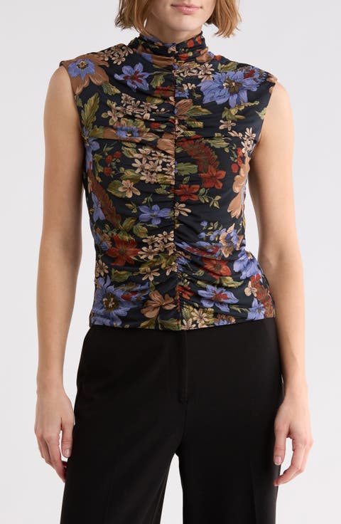 Mock Neck Extended Shoulder Top