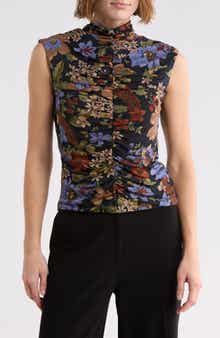 Mock Neck Extended Shoulder Top