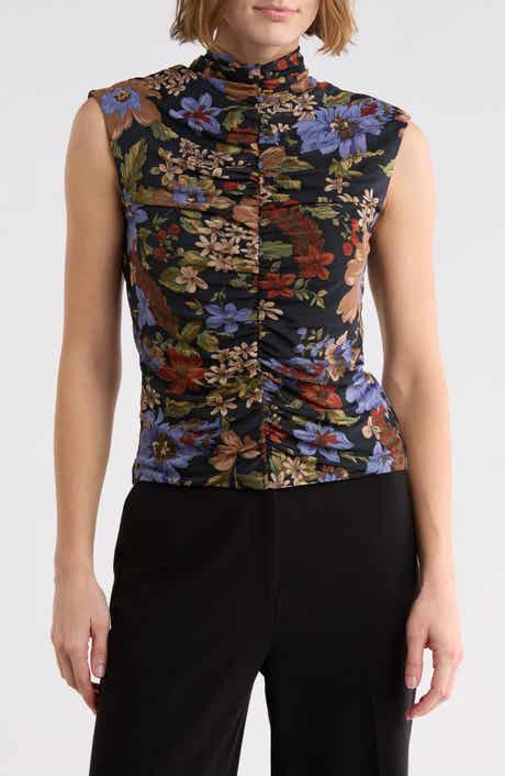 Mock Neck Extended Shoulder Top