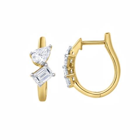 Saela 14K Gold Lab Grown Diamond Huggies - 1.5 Ct