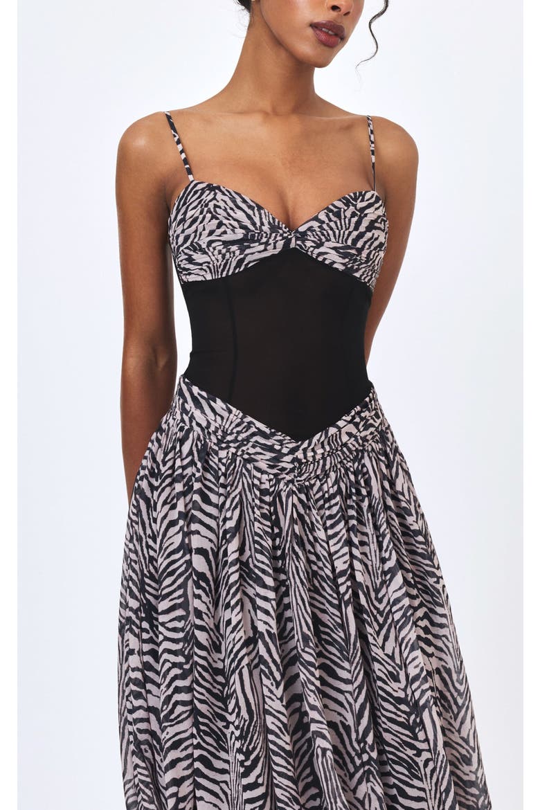 Onora Zebra Print Chiffon Dipped Waist Maxi Dress, Alternate, color, Zebra Print
