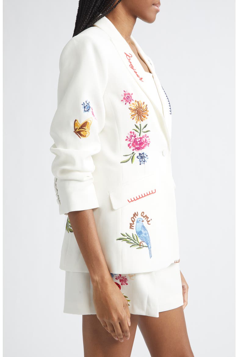 Celeste Vine Scrunched Embroidered Blazer, Alternate, color, IVORY/ MULTI