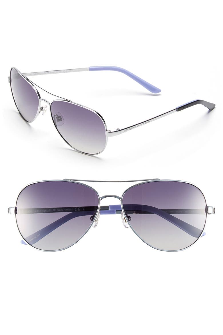 'avaline' 58mm polarized aviator sunglasses (Nordstrom Exclusive), Main, color, SILVER