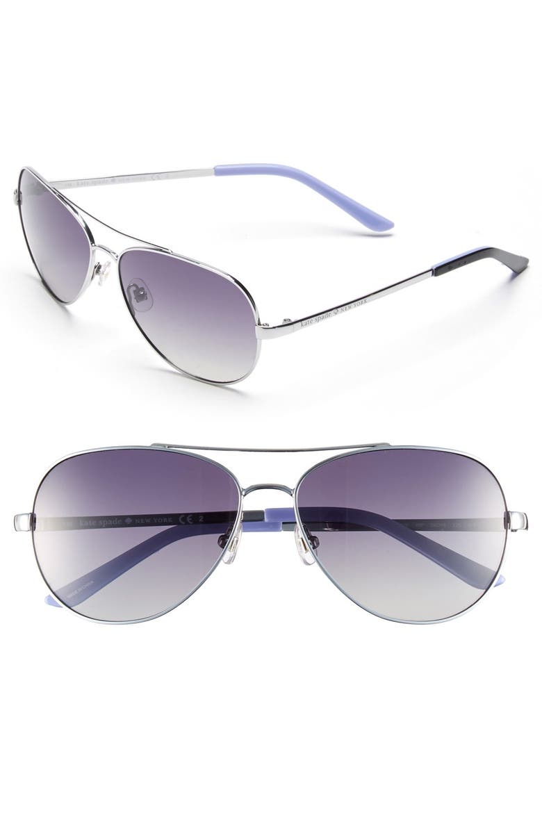 Kate Spade New York 'avaline' 58mm polarized aviator sunglasses, Main, color, 