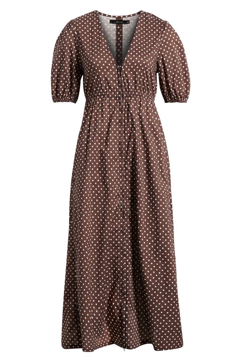 Faust Polka Dot Cotton Dress, Main, color, CHOCOLATE BASE WITH ECRU DOTS
