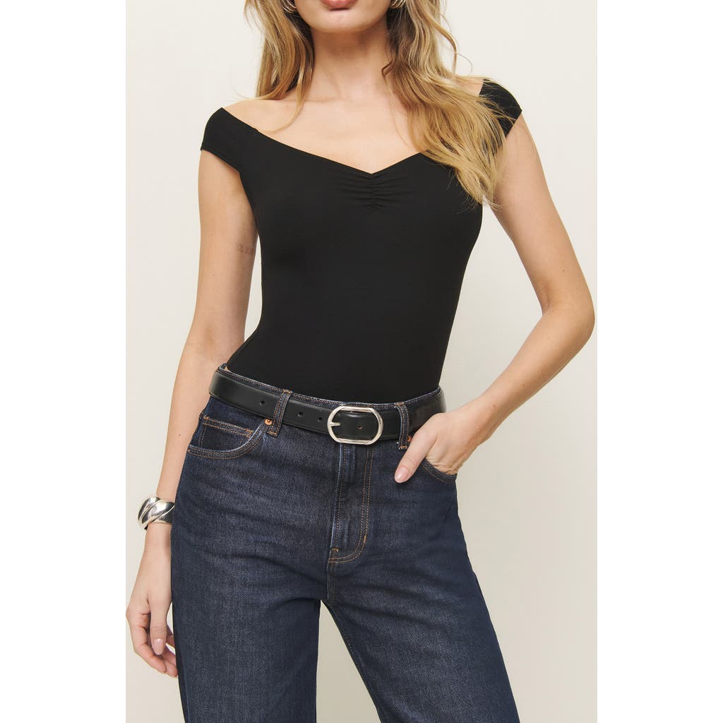 Reformation Haven Cap Sleeve Knit Top In Black