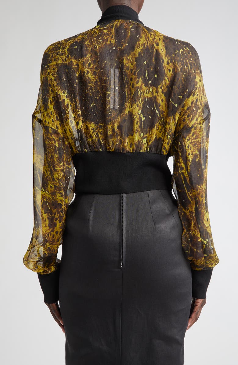 Rick Owens Wolf Fish Print Silk Crop Flight Jacket, Alternate, color,