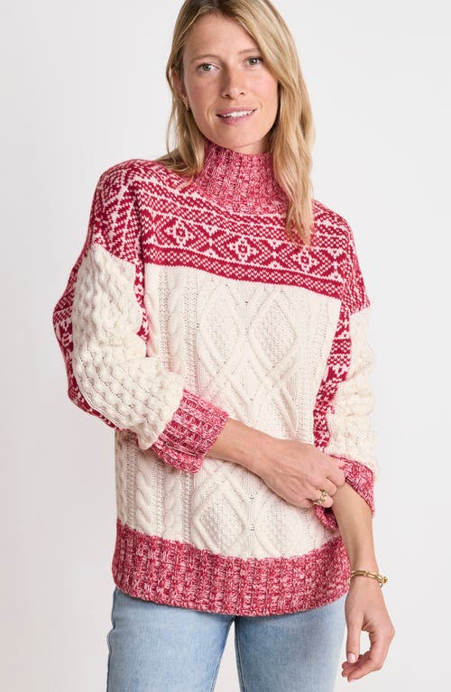Vineyard Vines Fair Isle Mock Neck Merino Wool & Cashmere Blend Sweater In Red