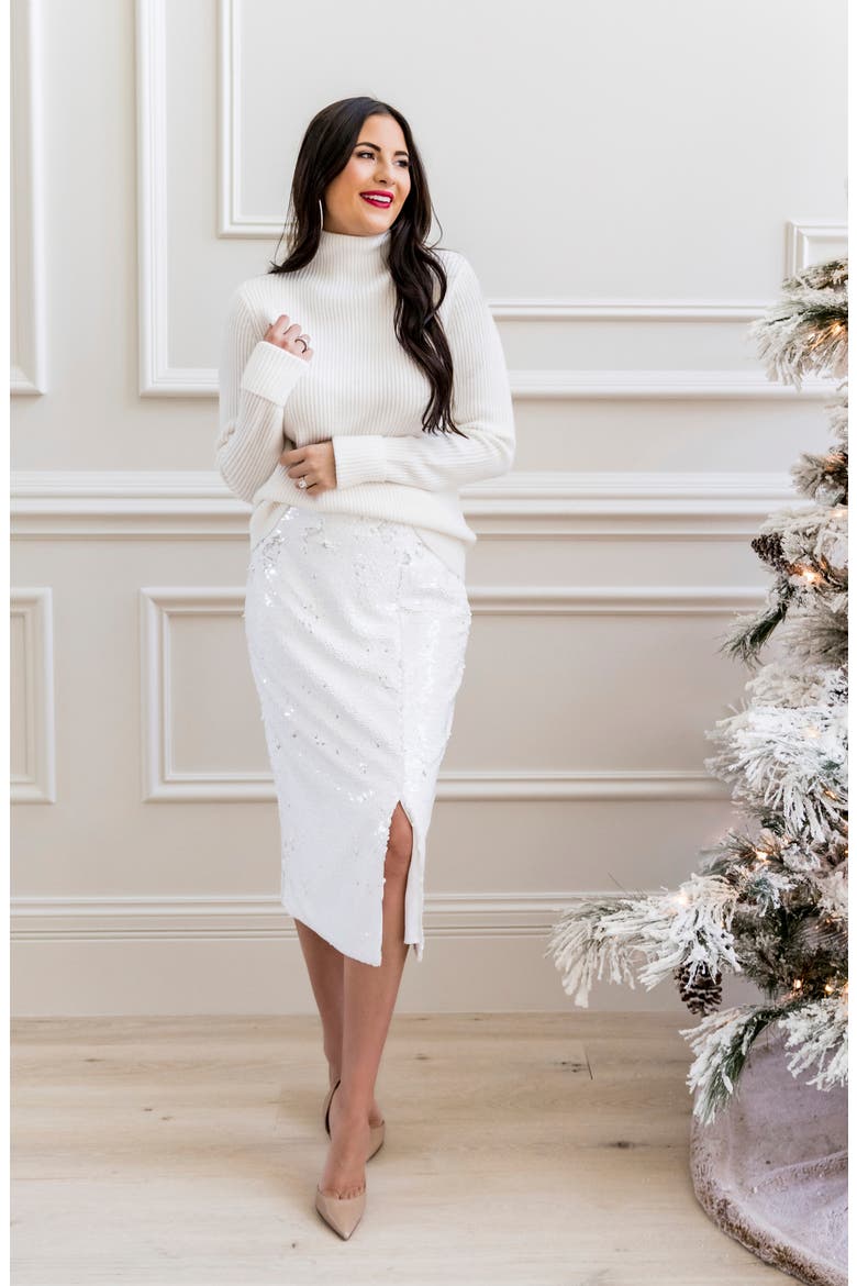 Funnel Neck Ribbed Sweater, Alternate, color, WHITE SNOW