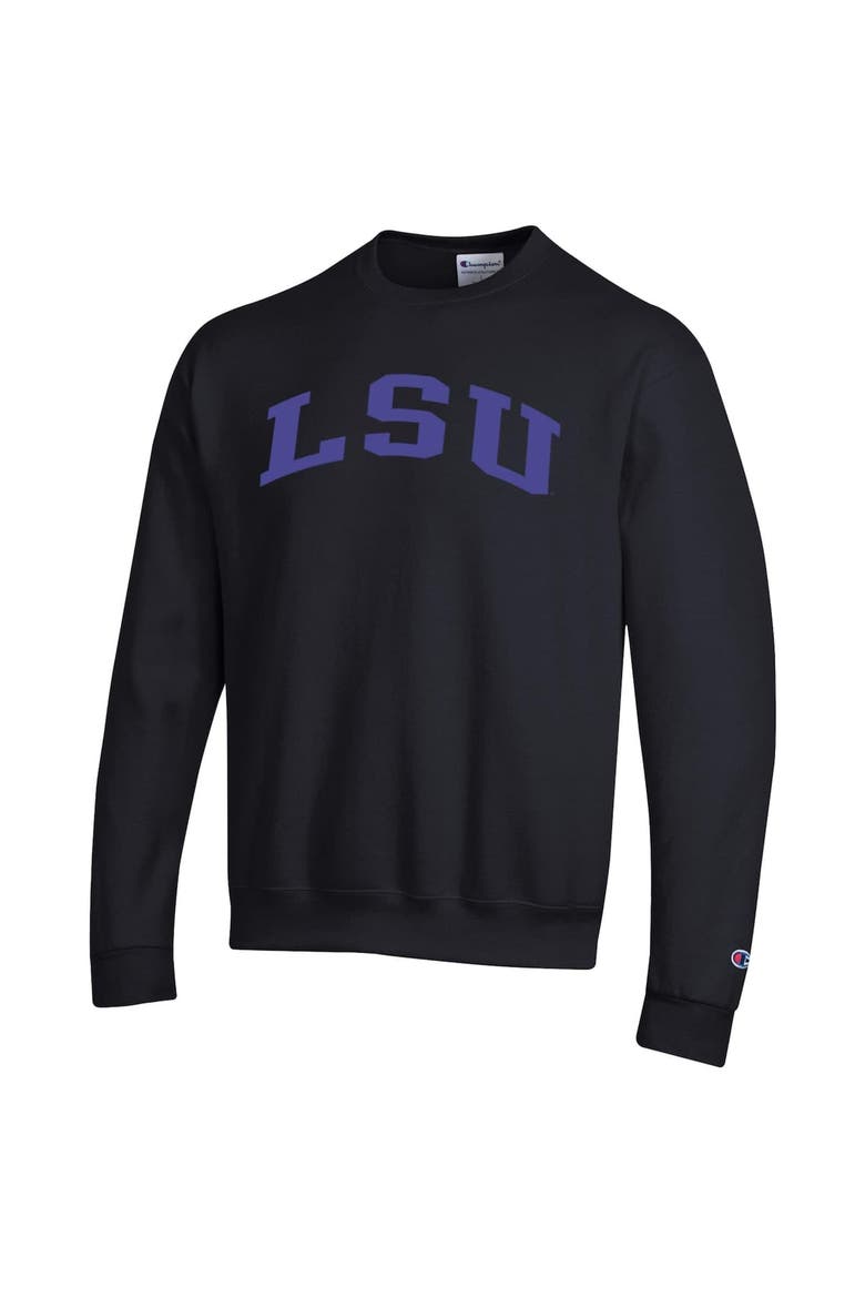Men's Champion  Black LSU Tigers Basic Arch Fleece Pullover Sweatshirt, Alternate, color, Black