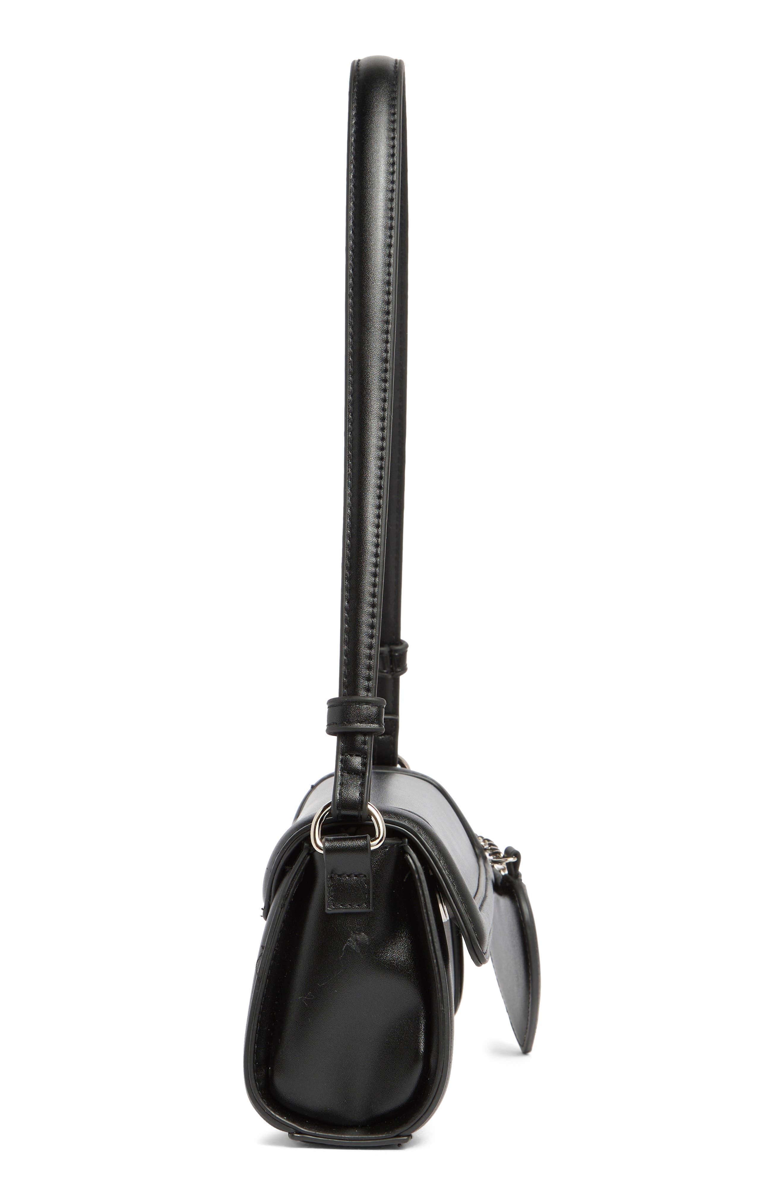 Madden Girl Faux Leather Baguette Bag, Alternate, color, Black