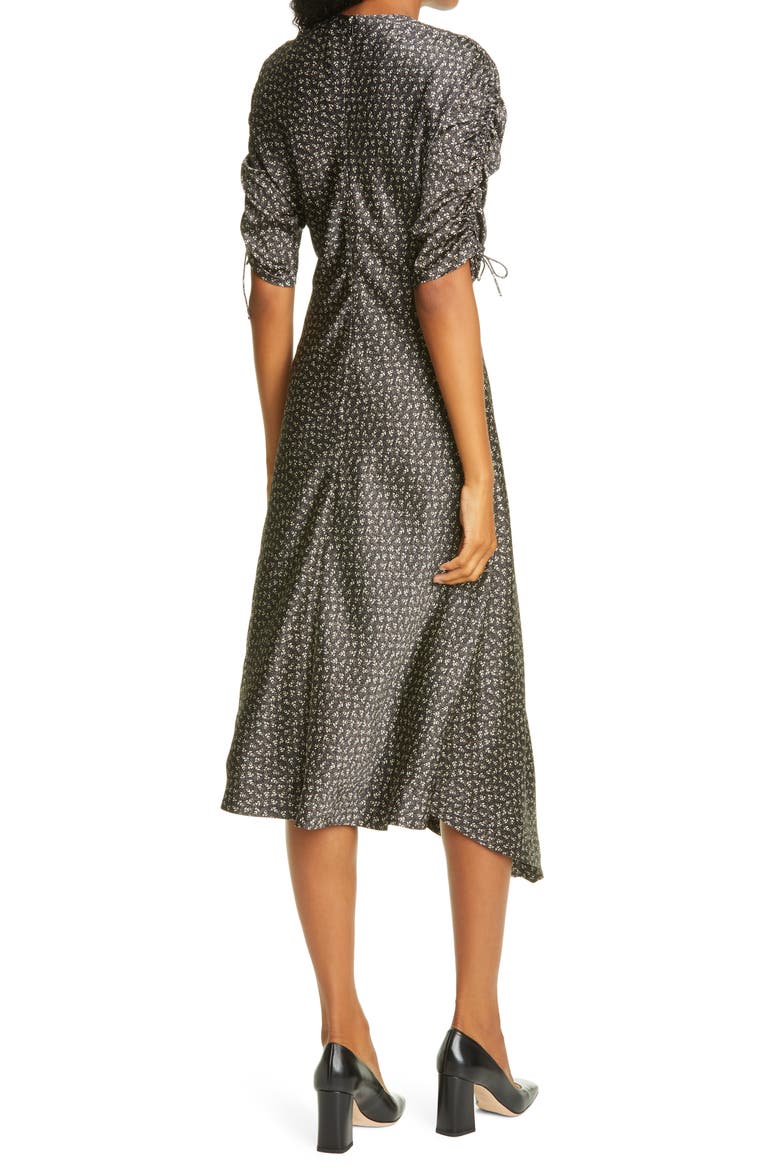Jonathan Simkhai Vera Floral Asymmetrical Stretch Silk Dress, Alternate, color, BLACK PRINT