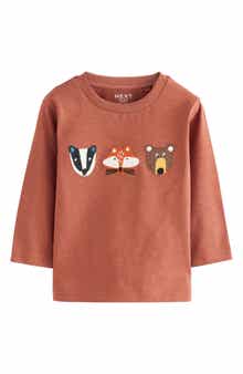NEXT Kids' Animal Embellished Long Sleeve Cotton Graphic T-Shirt