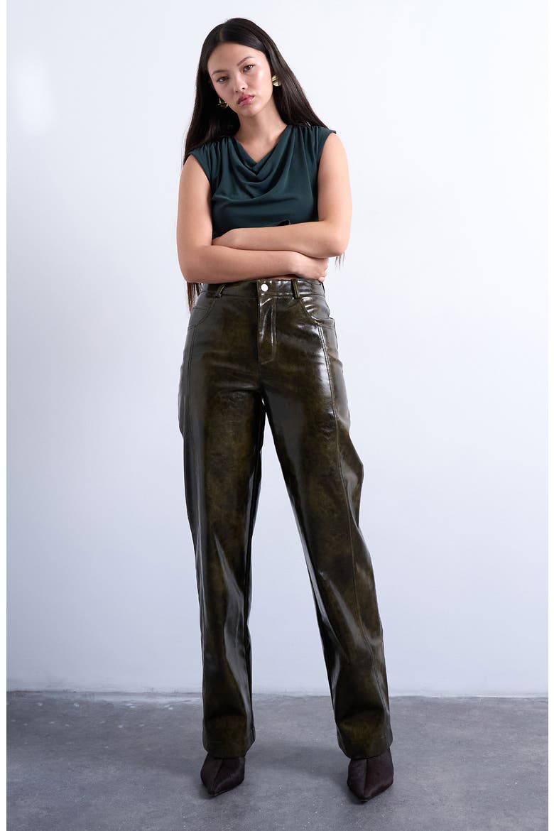 Faux Leather Wide Leg Pants, Main, color, LIGHT GREEN