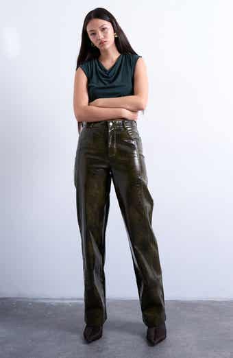 Topshop Faux Leather Wide Leg Pants