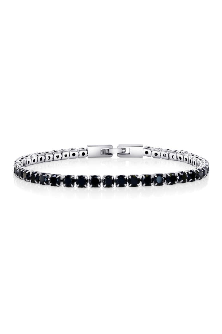 Round Cut Created Onyx Tennis Bracelet, Main, color, Black