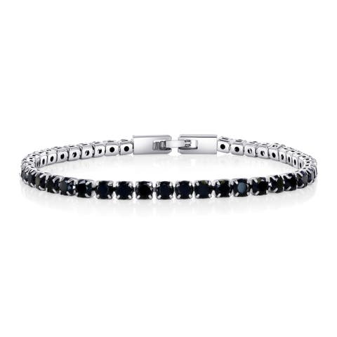 Round Cut Created Onyx Tennis Bracelet