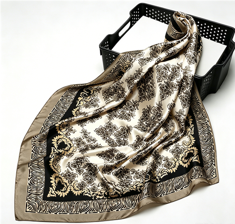Pure Silk Vintage-Inspired Pattern Square Scarf