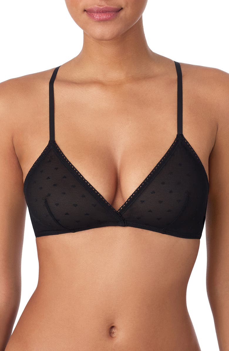 DKNY Heart Mesh Bralette, Main, color, Black