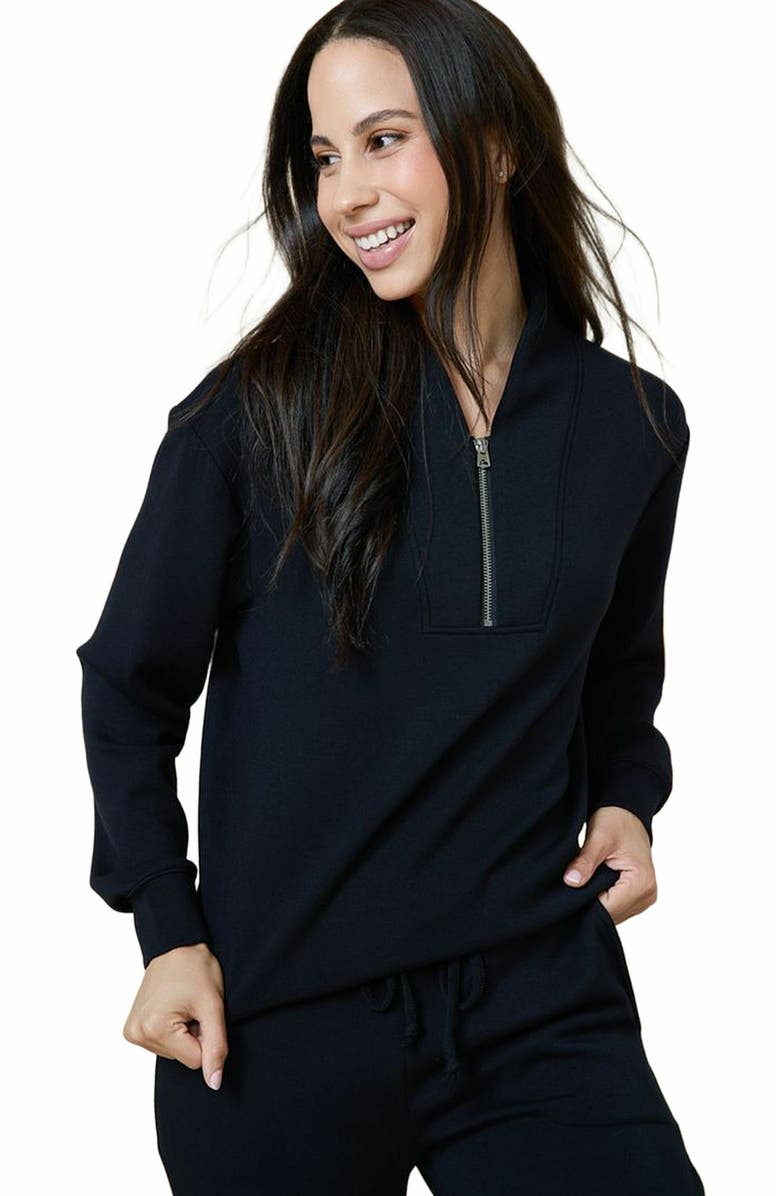 Softies Athleisure DreamTech 1/4 Zip Jogger Set, Alternate, color, Black