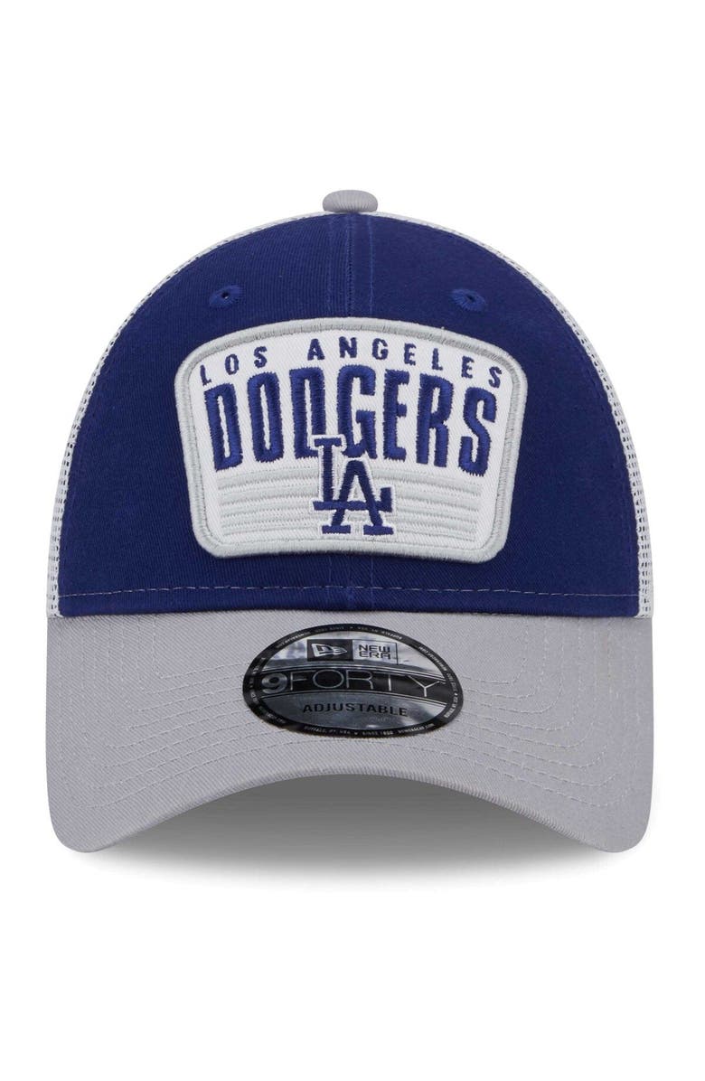 New Era Youth New Era Royal Los Angeles Dodgers Patch Trucker 9FORTY Snapback Hat, Alternate, color, 
