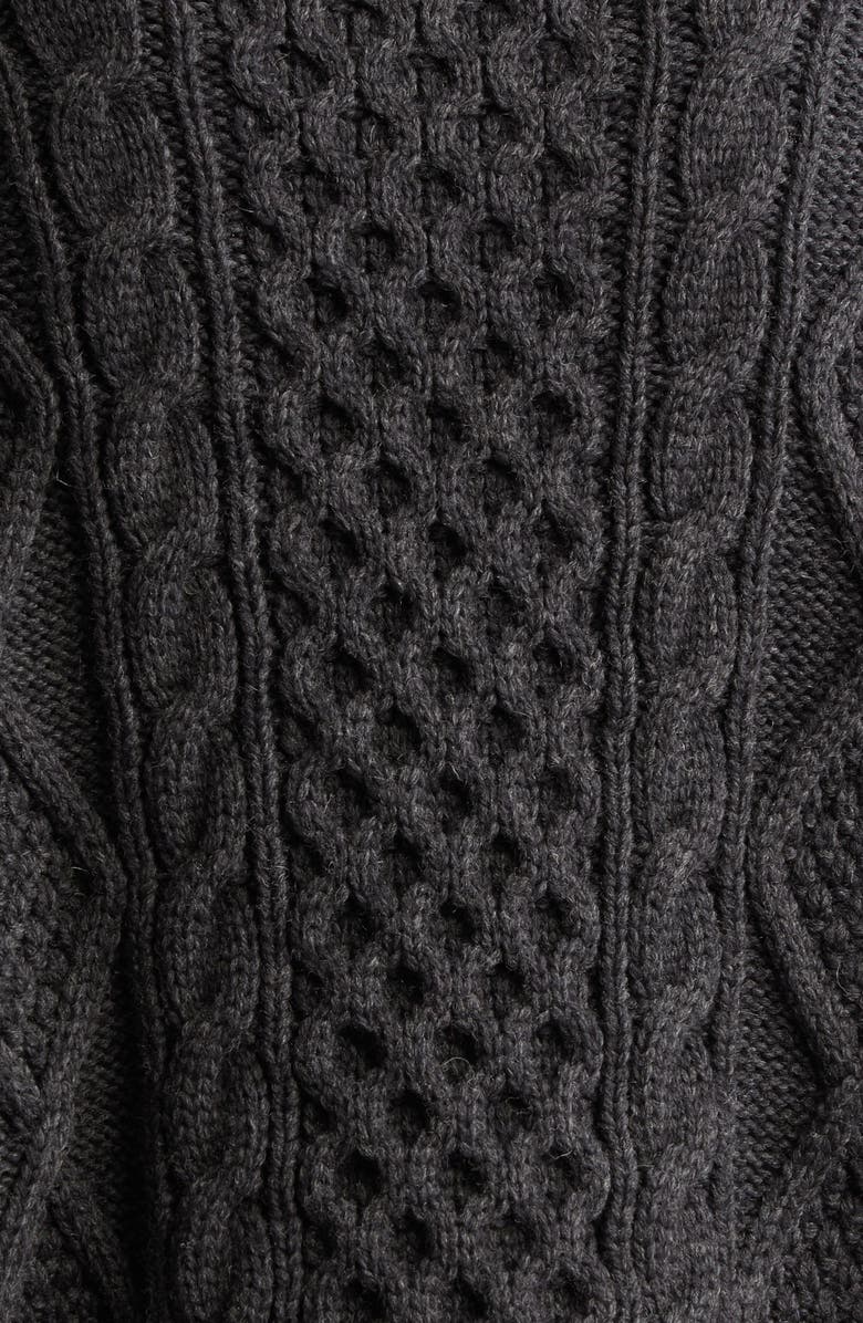 MONSE Oversize Side Zip Wool Cable Stitch Sweater, Alternate, color, 