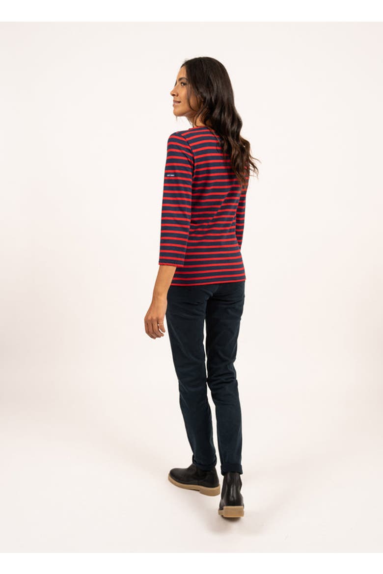 GALATHEE II - ¾ Sleeve Breton Striped Top, Alternate, color, navy/red