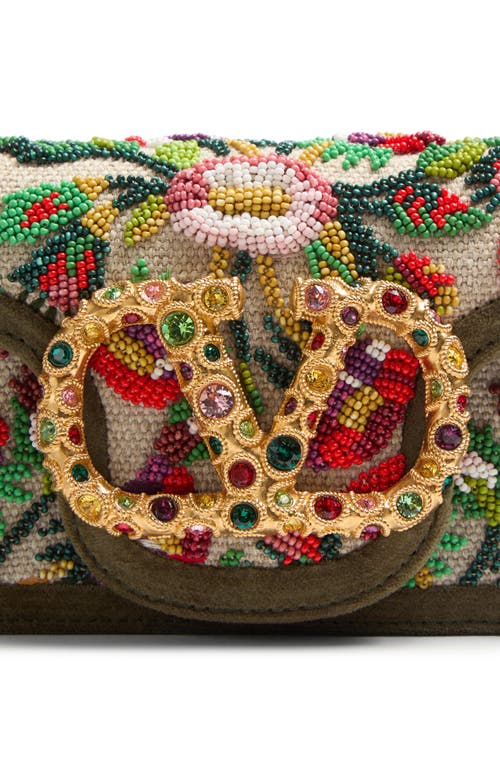 Valentino Loco Small Flower Beaded Shoulder Bag In Multi