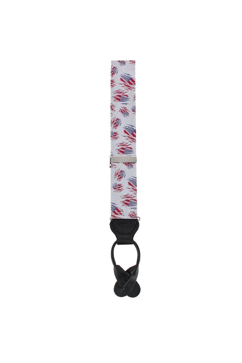 Stars & Stripes Secret Silver Silk Novelty Button End Brace, Alternate, color, Silver