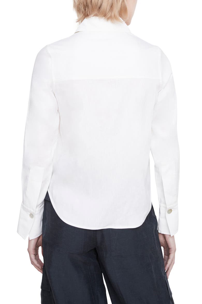 Linen Blend Button-Up Shirt, Alternate, color, OPTIC WHITE