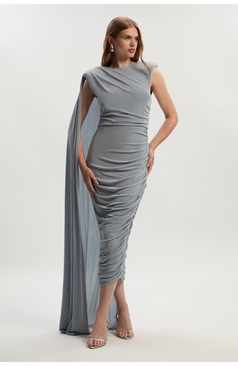 Karen Millen Slinky Crepe Scarf Maxi Dress, Main, color, Light Blue