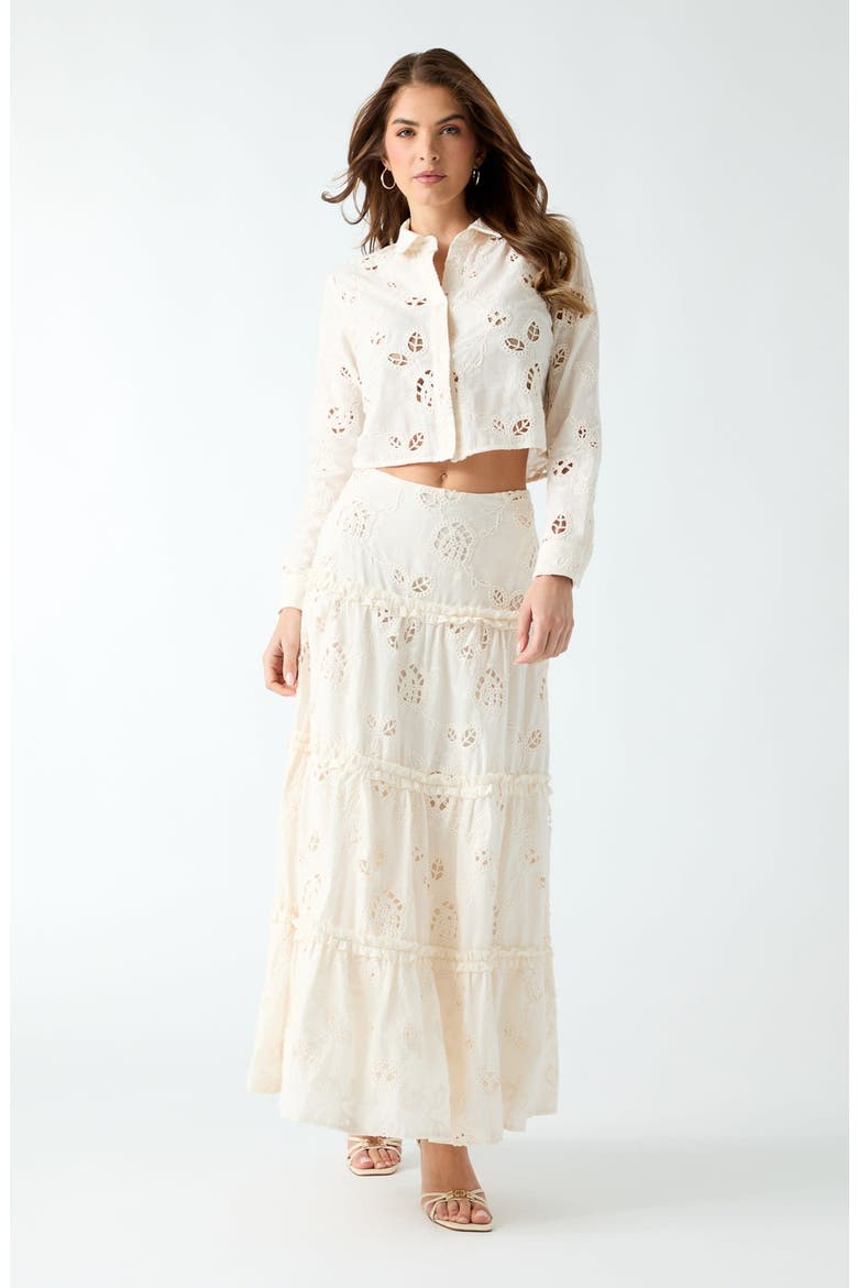 Lenora Appliqué Maxi Skirt, Alternate, color, OPEN WHITE
