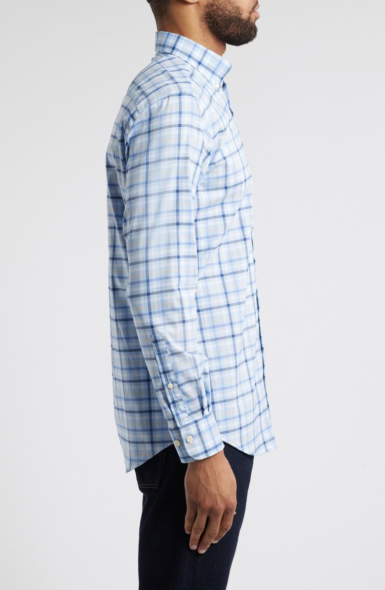Peter Millar Chambly Crown Lite Check Performance Button-Down Shirt, Alternate, color, Morning Blue