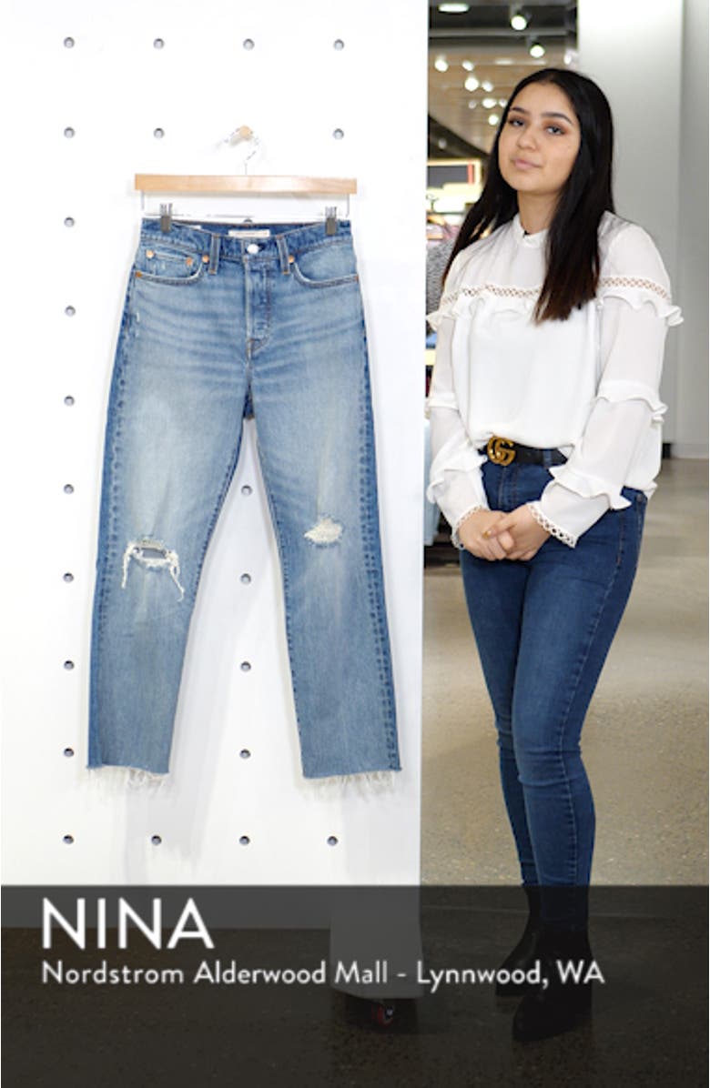 Wedgie High Waist Ripped Crop Straight Leg Jeans, sales video thumbnail