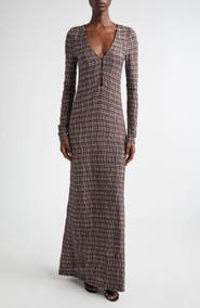 Missoni Long Sleeve Sequin Check Wool Blend Dress
