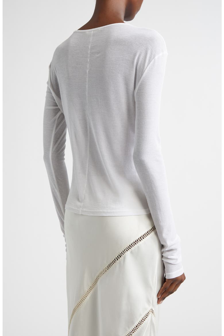 Veil Long Sleeve Cotton Knit Top, Alternate, color, WHITE