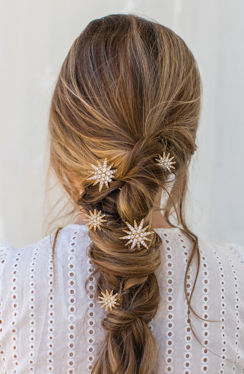 Brides & Hairpins Nola Set of 5 Star Hair Pins, Alternate, color, 14K Gold