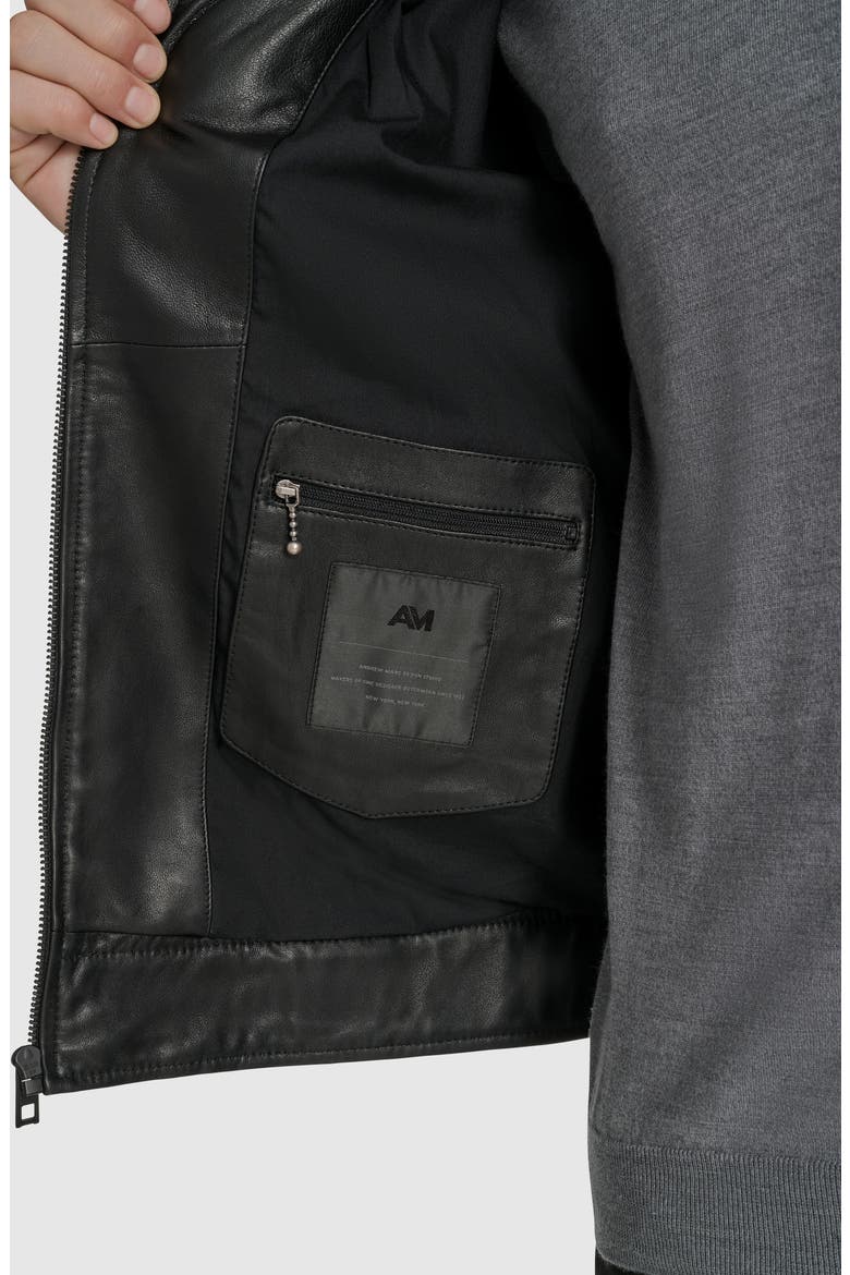 Fine Grain Lambskin Leather Bomber Jacket, Alternate, color, BLACK