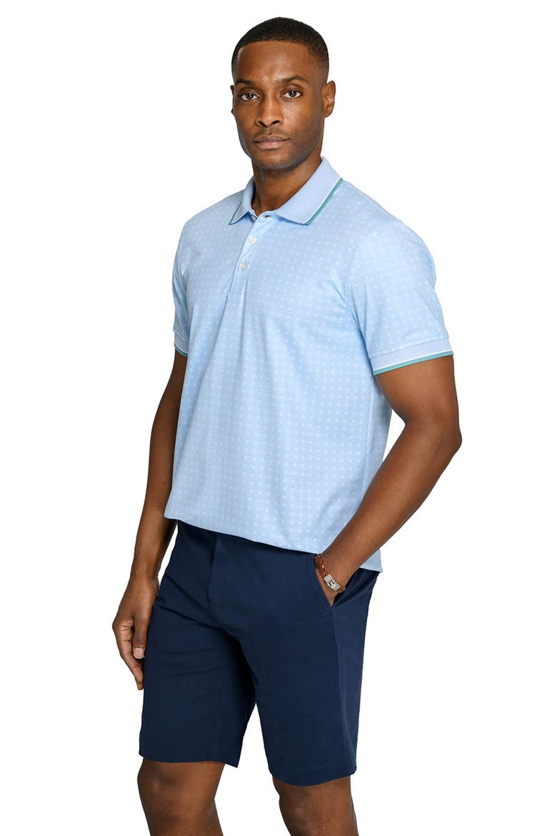 Slim Fit Square Dot Short Sleeve Polo, Alternate, color, LT BLUE