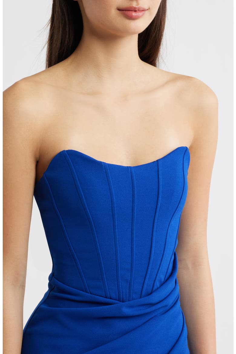 Strapless Cateye Corset Scuba Gown, Alternate, color, ROYAL
