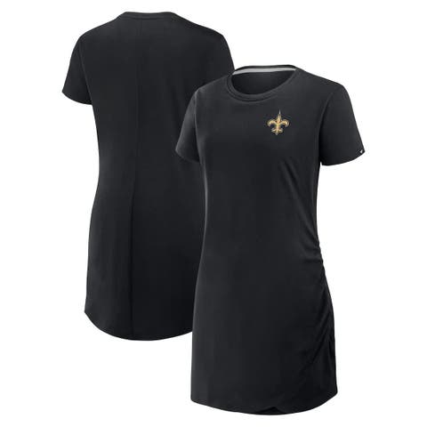 Women's Fanatics Black New Orleans Saints Ruched Drape T-Shirt Dress
