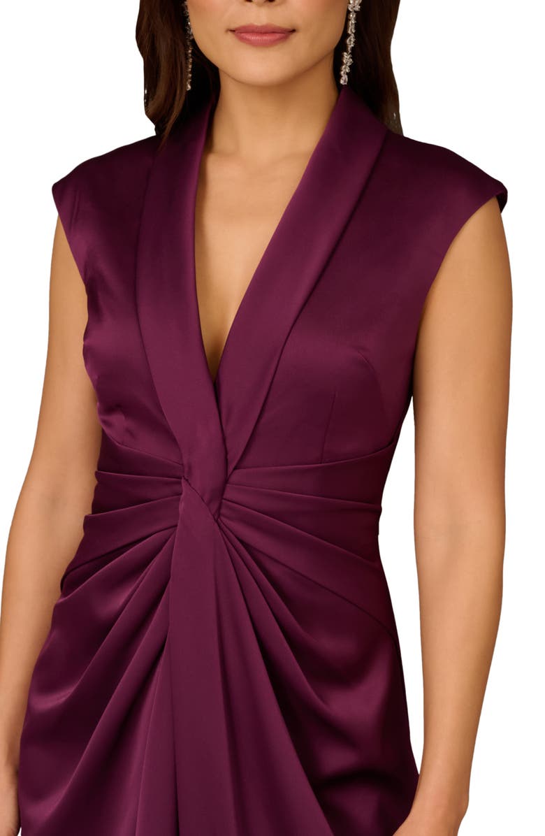 Aidan Mattox Crepe Back Satin Midi Dress, Alternate, color, Malbec