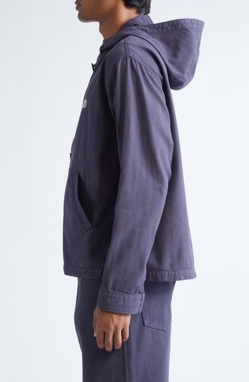 Palmes Hodded Herringbone Twill Jacket In Blue