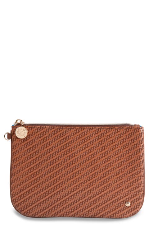 Rosewood Cognac Aria Large Flat Cosmetics Pouch