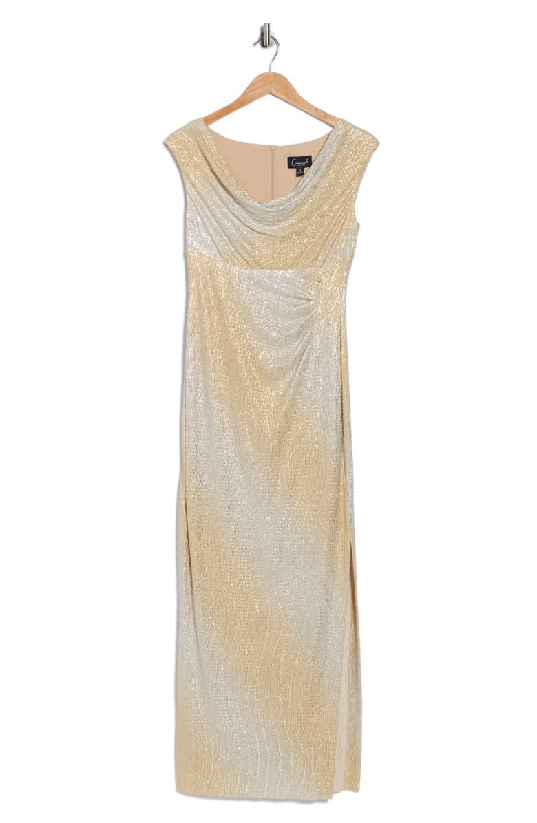 Connected Apparel Foil Ombré Maxi Dress, Alternate, color, Gold