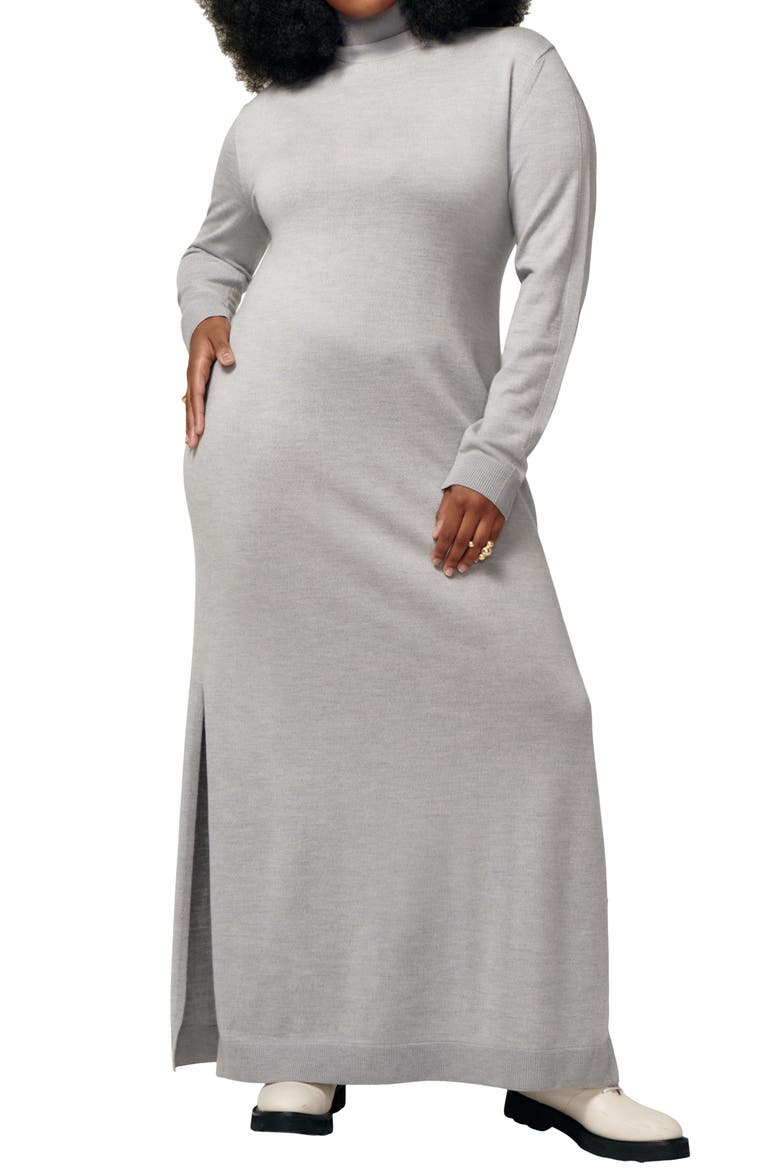 Affection Long Sleeve Merino Wool Jersey Sweater Dress, Alternate, color, STRING