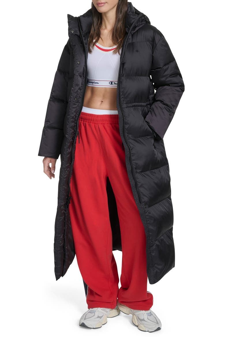 Water Resistant Hooded Puffer Coat, Main, color, BLACK